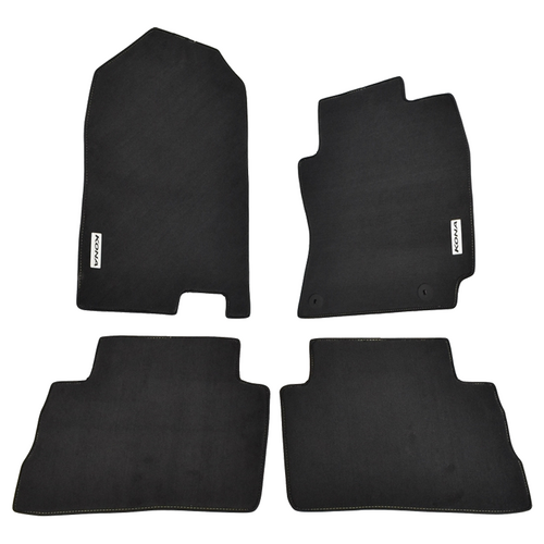 Hyundai Kona Tailored Carpet Floor Mats Set of 4 Yellow Stitching 08/2017-04/2023